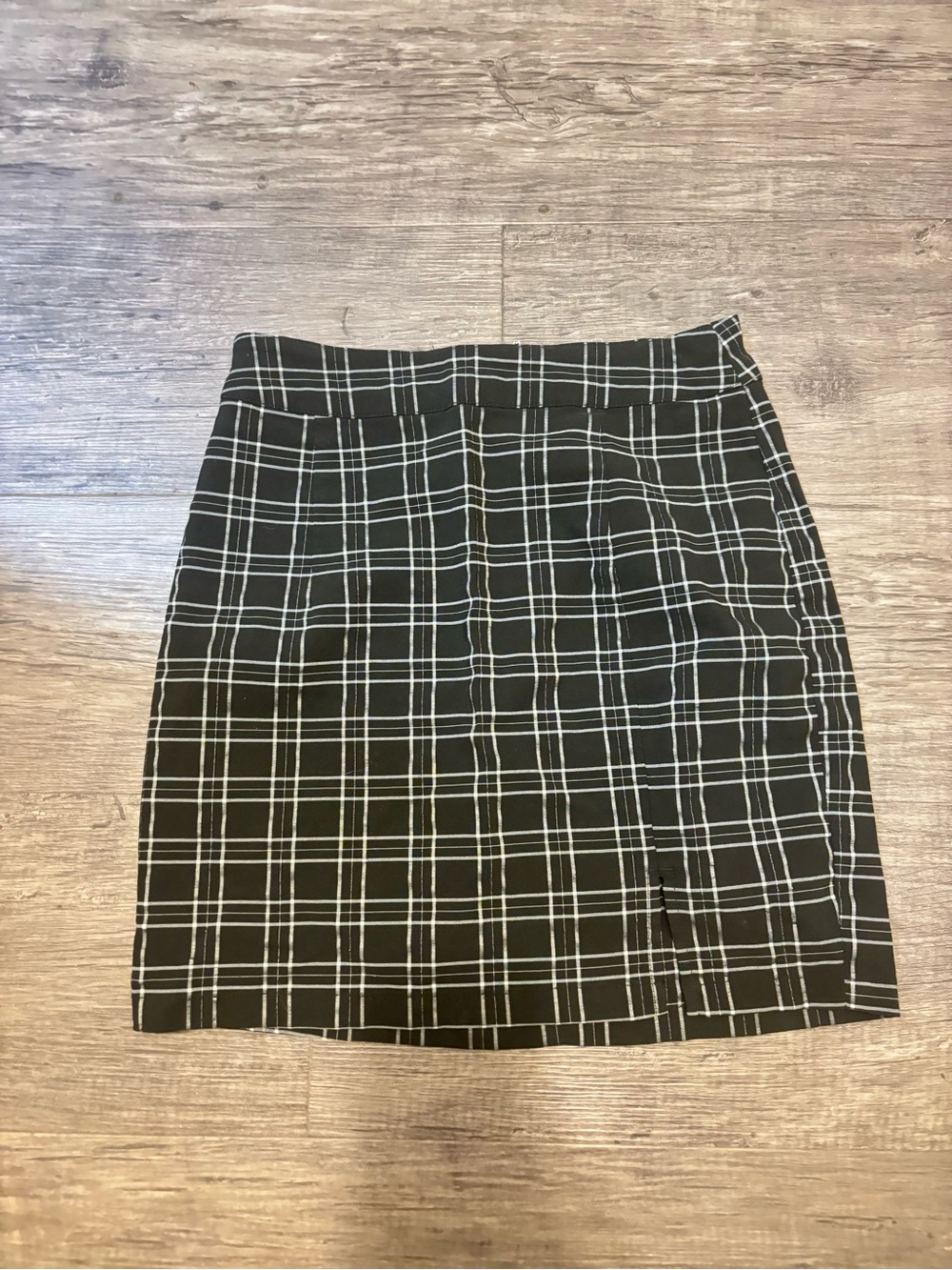 Garage Black Plaid Mini Skirt with White Windowpane - Picture 3 of 5